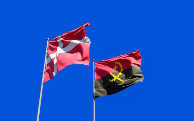 Photo flags of denmark and angola