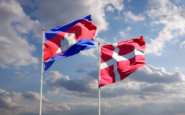 Flags of Denmark and Cambodia