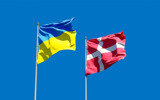 デンマークレインとデンマークの旗。 3Dアートワーク
