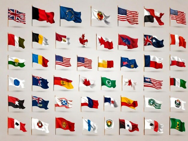 Photo flags of different countries including one that says  united states