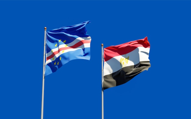 Flags of Egypt and Cape Verde. 3D artwork