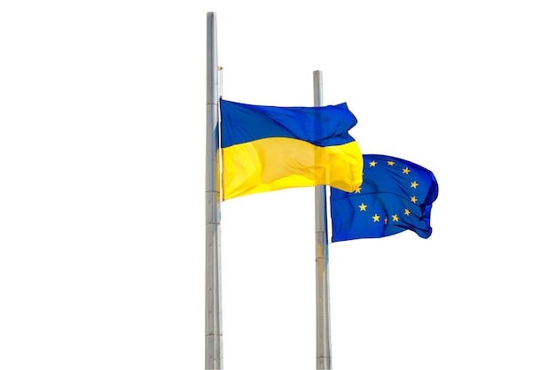 Flags of Europe and Ukraine