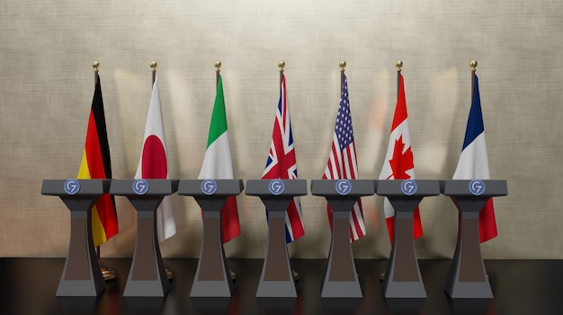 Photo flags of g7 countries all official national flags of g7