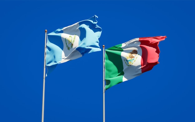 Flags of Guatemala and Mexico. 3D artwork