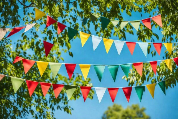 flags hanging from a tree with the words flags on them