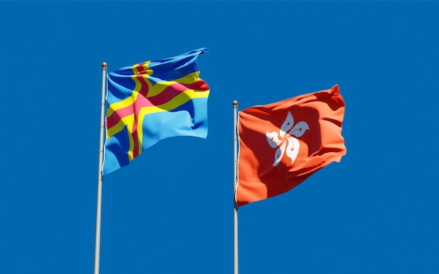 Flags of Hong Kong HK and Aland Islands