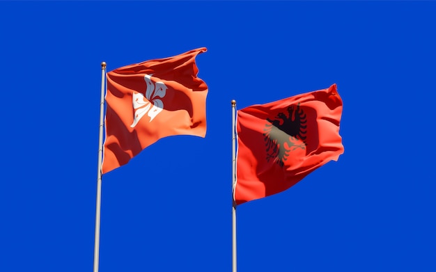 Flags of Hong Kong HK and Albania