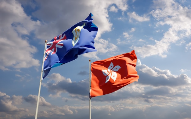 Flags of Hong Kong HK and Anguilla