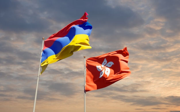 Flags of Hong Kong HK and Armenia