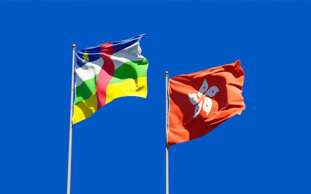 Flags of Hong Kong HK and CAR Central African Republic.