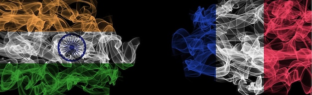 Flags of India and France India vs France Smoke Flags