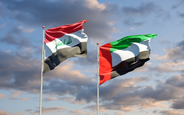 Flags of Iraq and UAE Arab Emirates