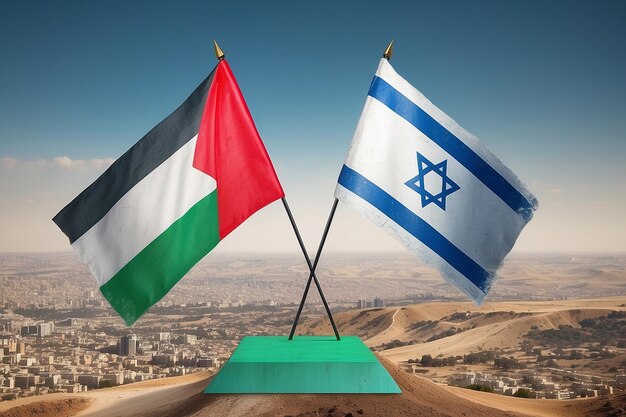 The flags of Israel and Palestine are both made of texture Concept