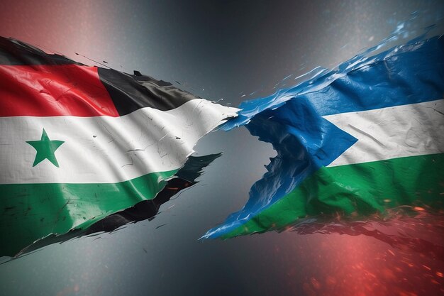 Photo the flags of israel and palestine are both made of texture