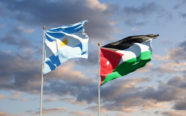 Flags of Jordan and Argentina. 3D artwork