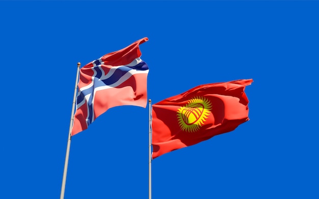 Flags of Kyrgyzstan and Norway