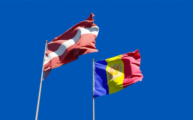 Flags of Latvia and Andorra.