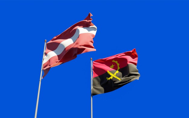 Flags of Latvia and Angola.