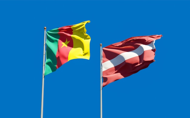 Flags of Latvia and Cameroon