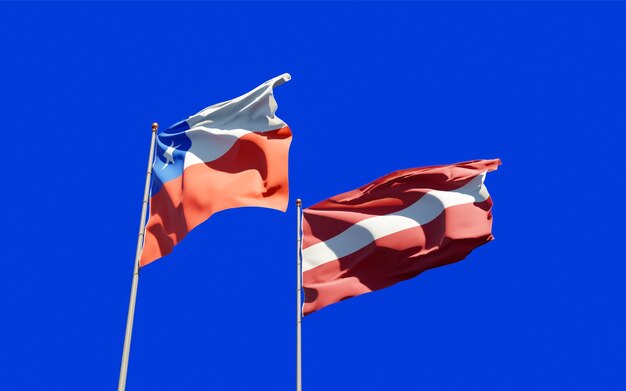 Flags of Latvia and Chile