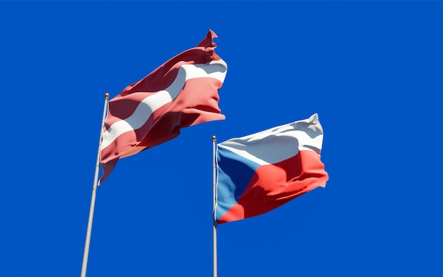 Flags of Latvia and Czech.