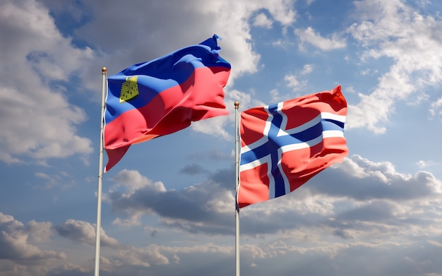 Flags of Liechtenstein and Norway