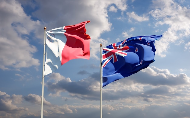 Flags of Malta and New Zealand