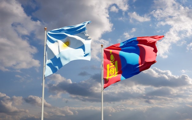 Flags of Mongolia and Argentina.