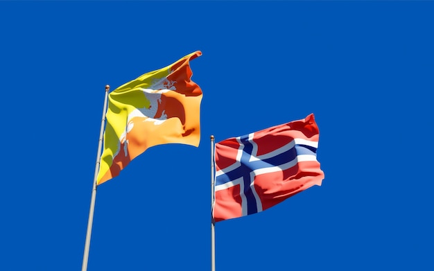 Flags of Norway and Bhutan.