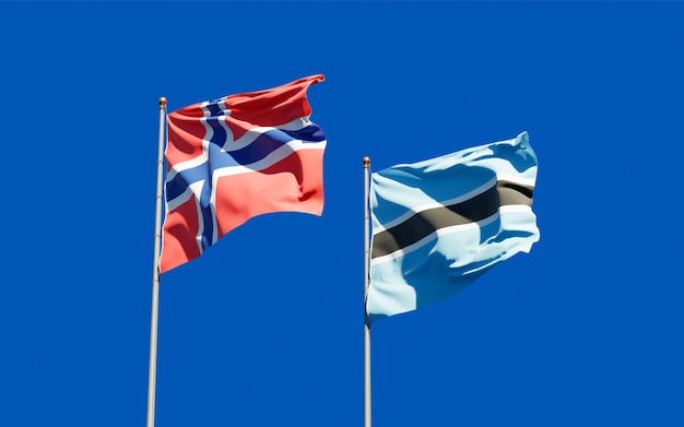 Flags of Norway and Botswana. 3D artwork