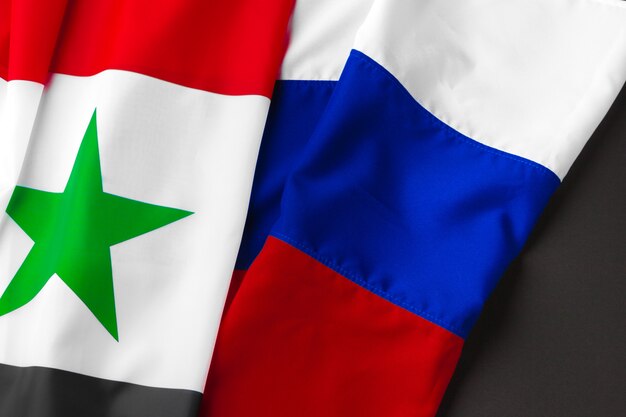 Flags of Russia and Syria together