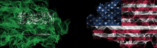 Flags of saudi arabia and usa saudi arabia vs usa smoke flags