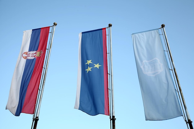 Flags of Serbia Vojvodina and city of Novi SAd