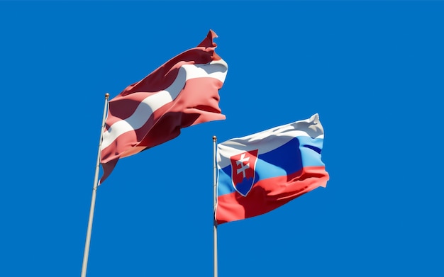 Flags of Slovakia and Latvia