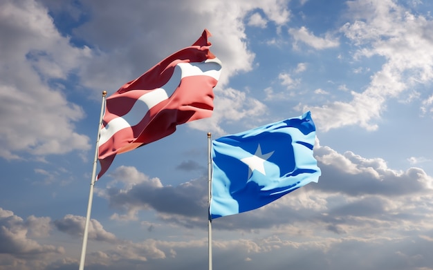 Flags of Somalia and Latvia. 3D artwork
