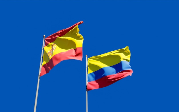 Flags of Spain and Colombia.