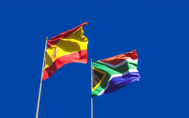 Flags of Spain and SAR African. 3D artwork