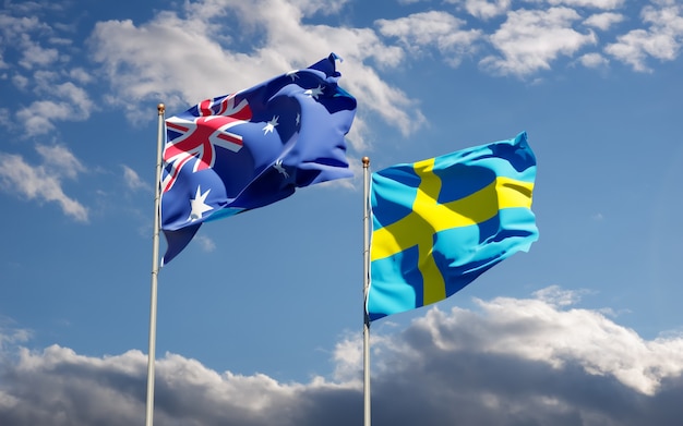 Flags of Sweden and Australia.