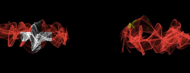 Flags of Switzerland and China Switzerland vs China Smoke Flags