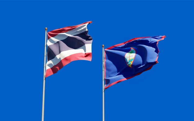 Flags of Thailand and Guam. 3D artwork