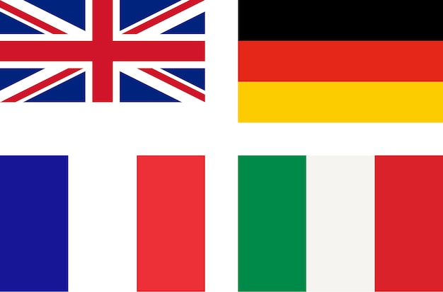 Flags of UK Germany France Italy