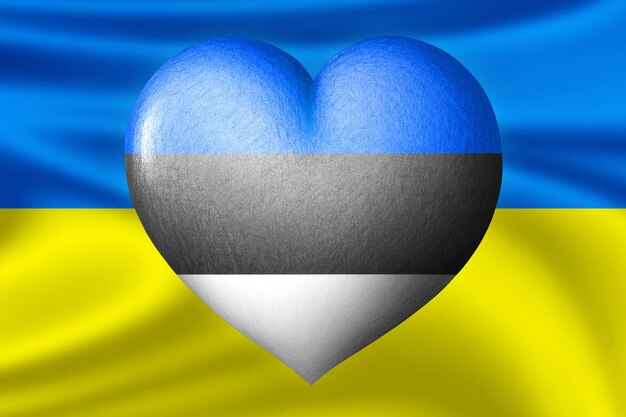 Flags of Ukraine and Estonia Heart color of the flag on the background of the flag of Ukraine