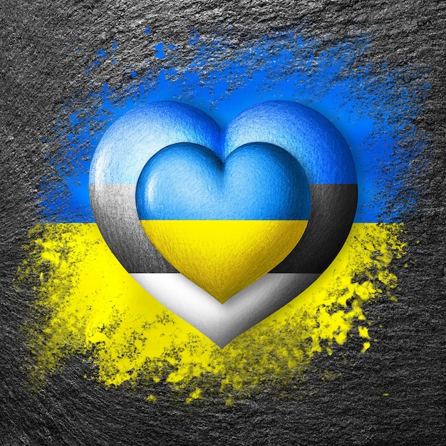 Flags of Ukraine and Estonia Two hearts in the colors of the flags on the flag of Ukraine