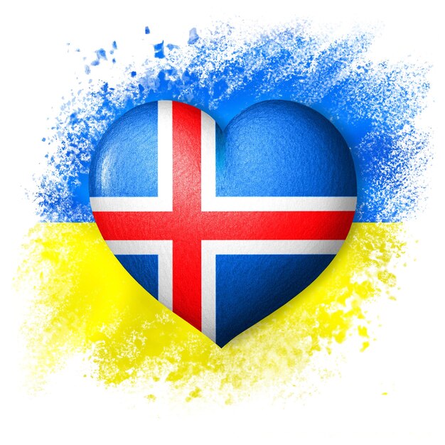 Flags of Ukraine and Iceland Heart color of the flag