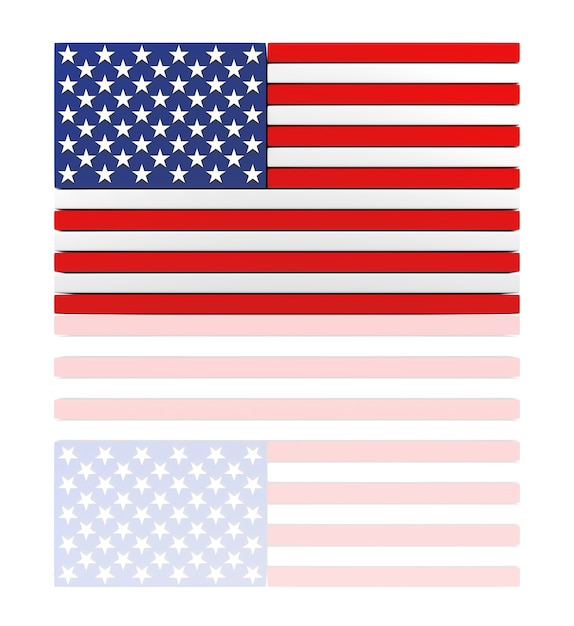 Flags of United States of America 3d rendering