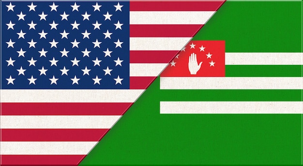 Flags of USA and Abkhazia USA and Abkhazian relations Political concept