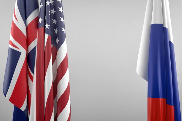 Flags of USA, UK and Russia