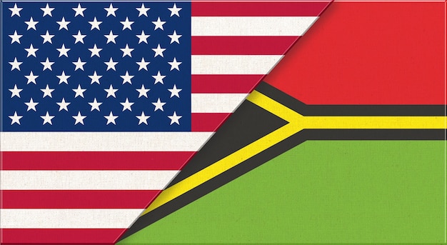 Flags of USA and Vanuatu American and Vanuatu national flags