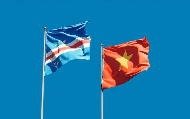 Flags of Vietnam and Cape Verde. 3D artwork