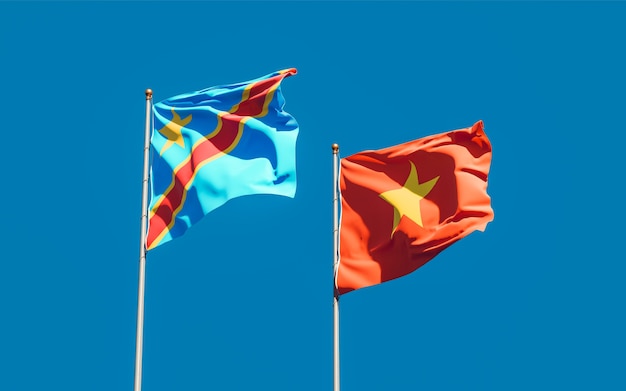 Flags of Vietnam and Congo. 3D artwork